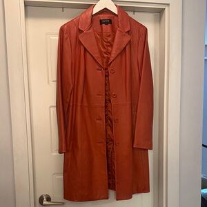 Vintage women’s leather coat orange
